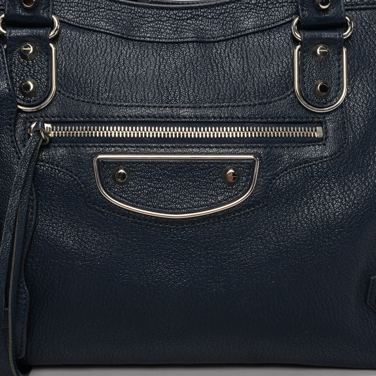 Balenciaga Navy Goatskin Metallic Edge City Bag