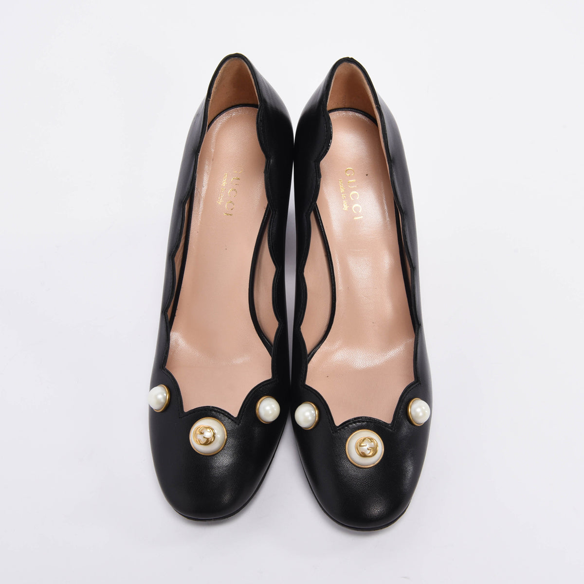 Gucci Black Pearl Embellished Willow Loafer Pumps 36
