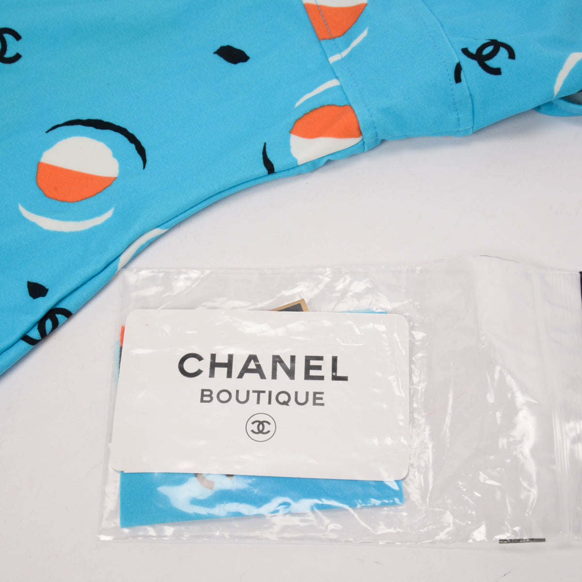 Chanel Blue Nylon 1997 CC One Piece Swimsuit FR 36