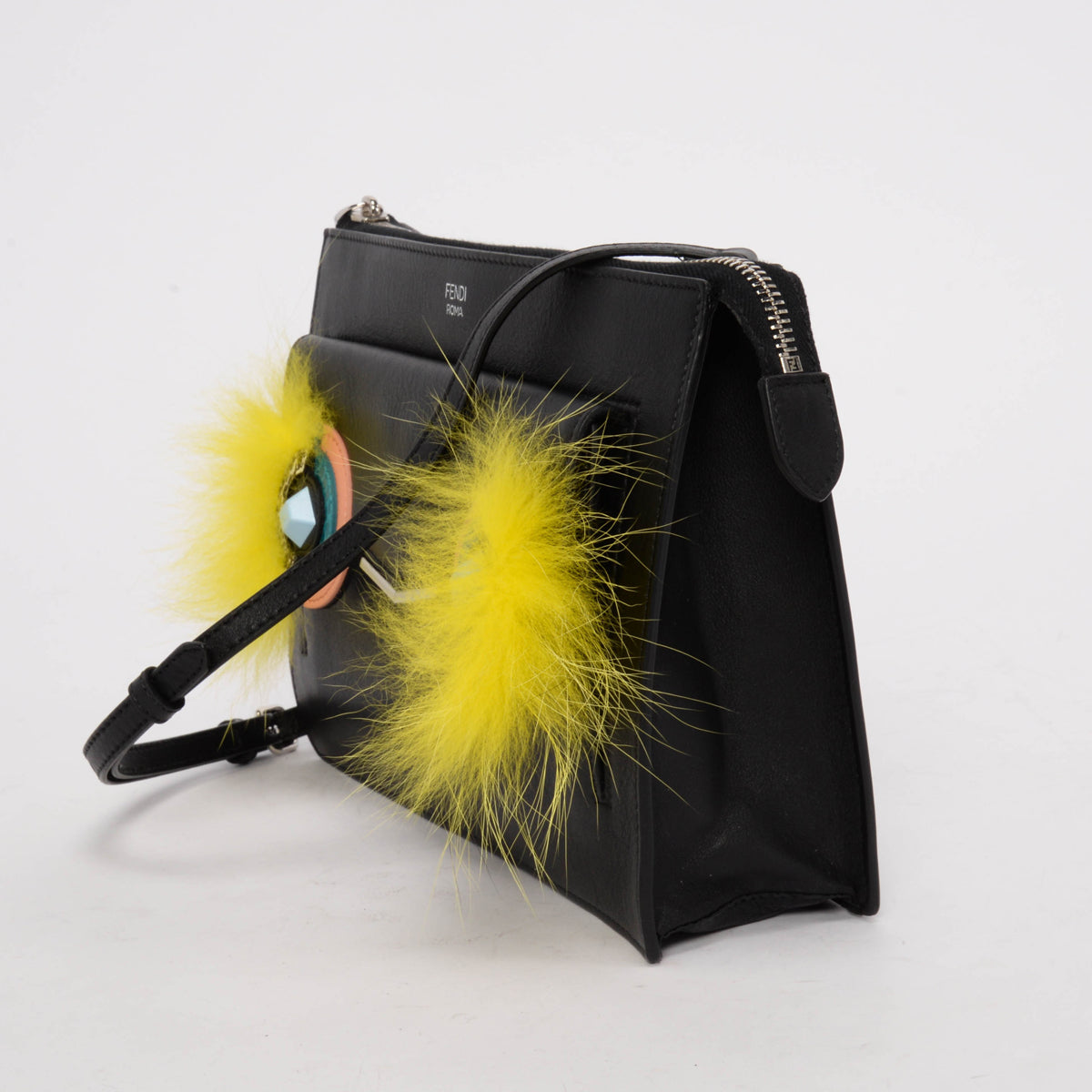 Fendi Black Vitello Dolce Hypnoteyes Mini 2Jours Pouch Bag