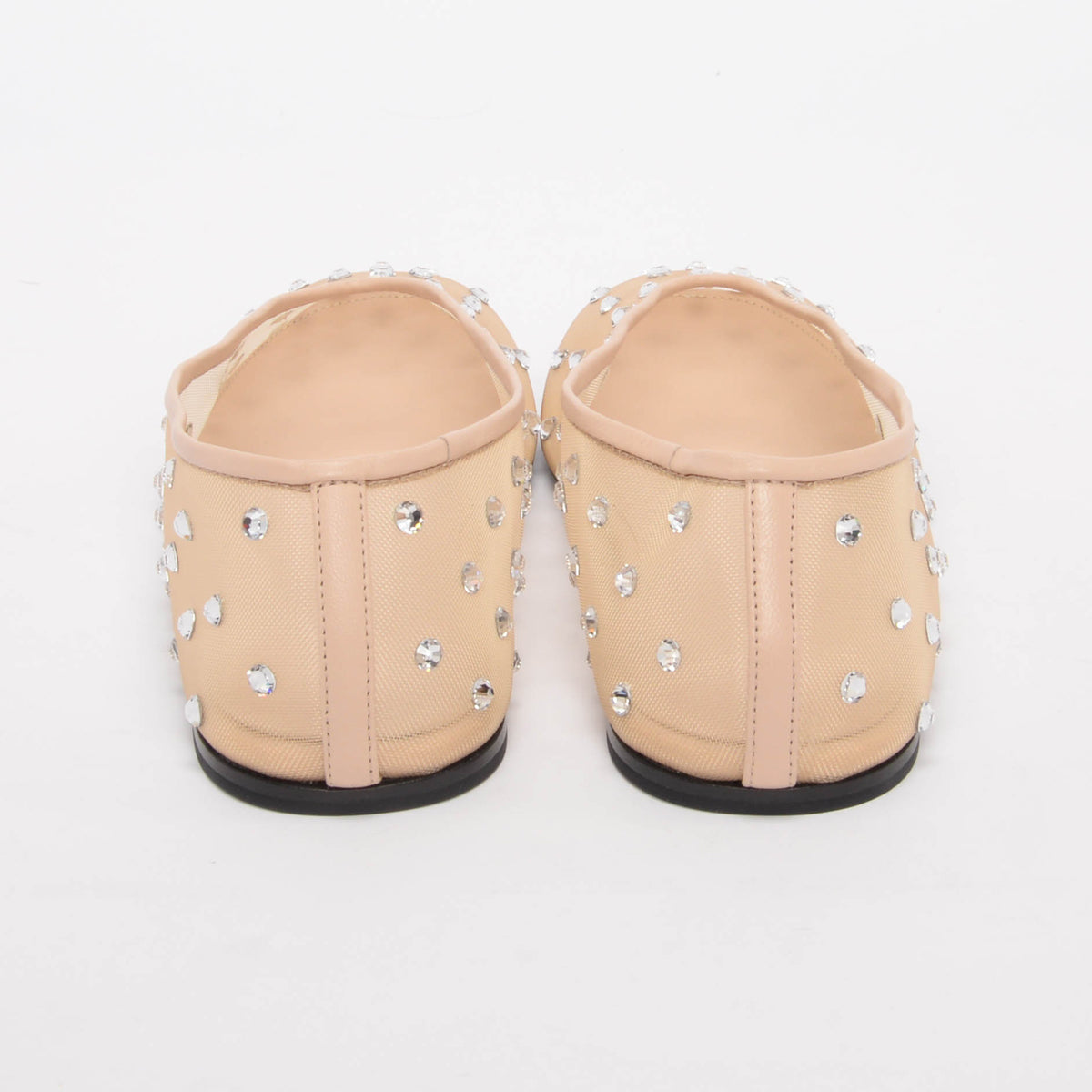 Khaite Beige Crystal Embellished Mesh Marcy Ballet Flats 38