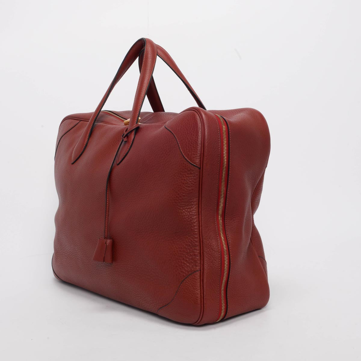 Hermes Rouge H Clemence Victoria Travel Bag 50