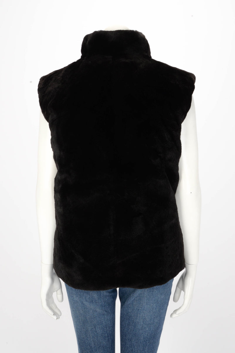 Louis Vuitton Black Mink & Monogram Nylon Reversible Vest FR 36
