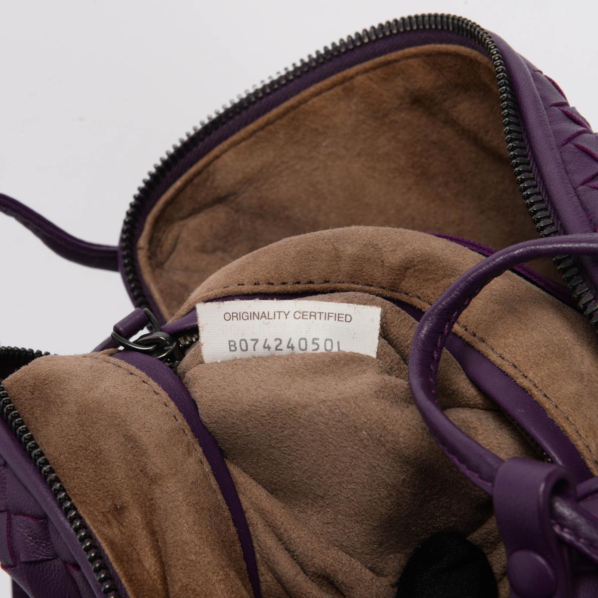 Bottega Veneta Purple Intrecciato Nodini Cross Body Bag