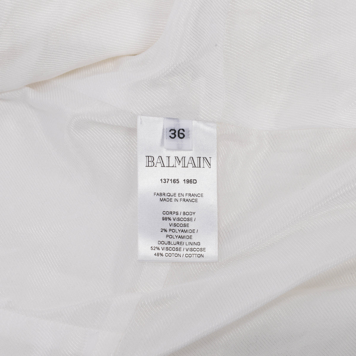 Balmain White Viscose Weave Epaulette Blazer FR 36