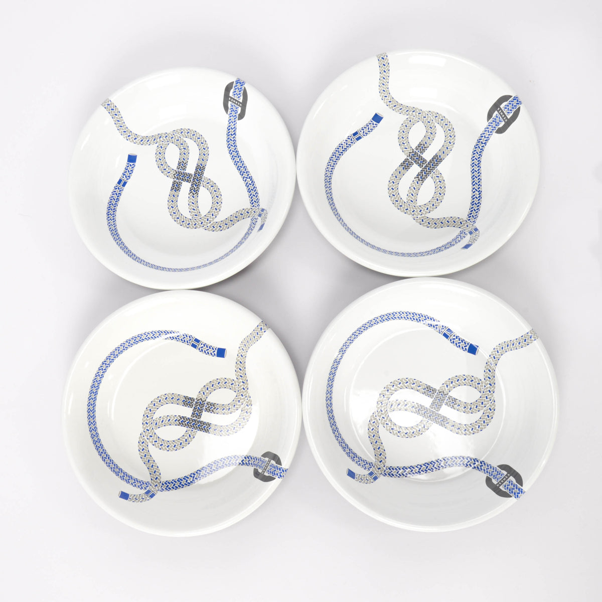 Hermes Blue Rocabar Canvas Zoulou Picnic Tote