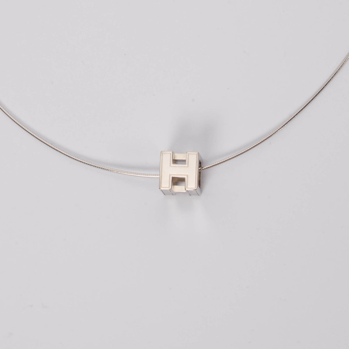 Hermes Palladium Plated Cage d'H Pendant Necklace