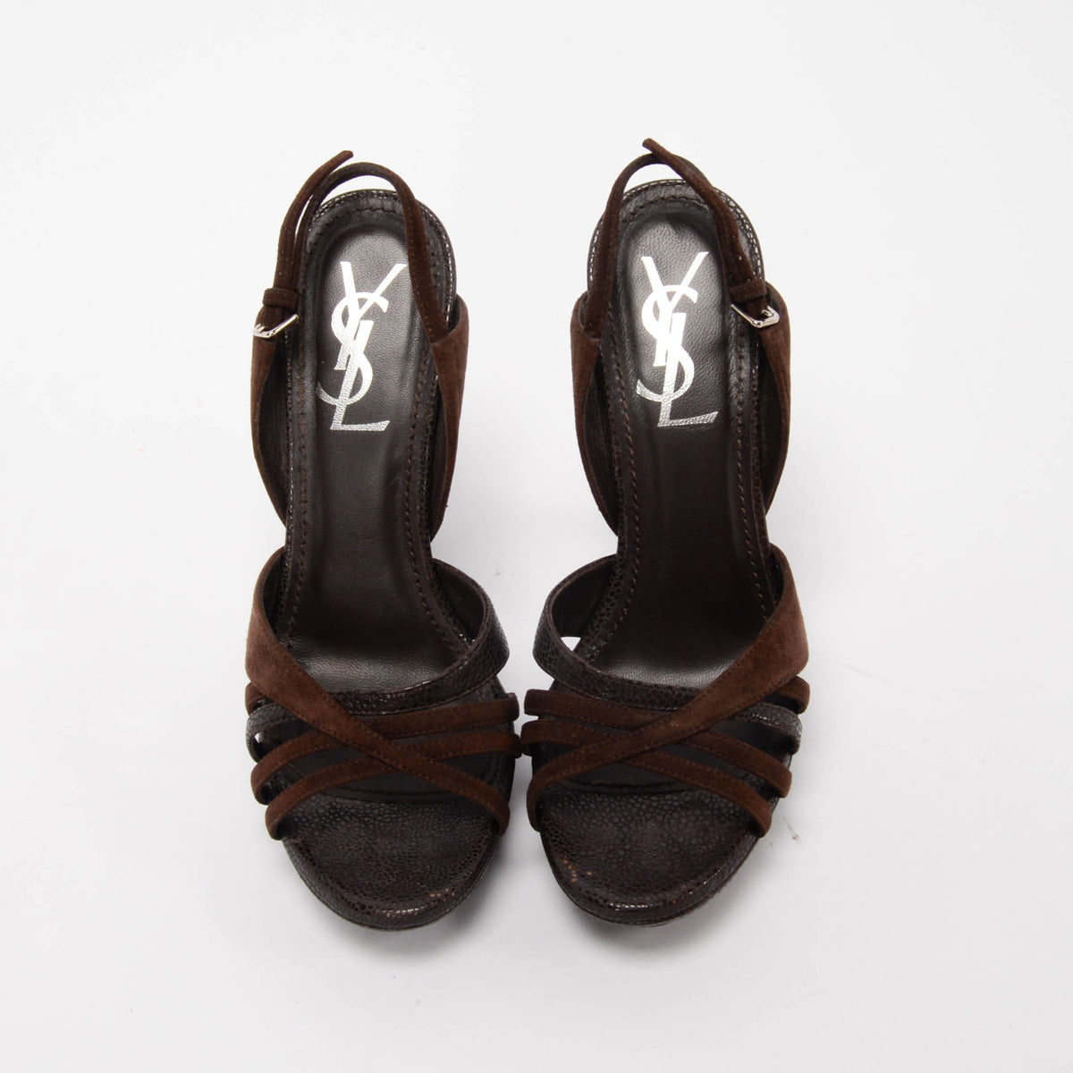 Yves Saint Laurent Dark Brown Suede Ideale 105 Sandals 36