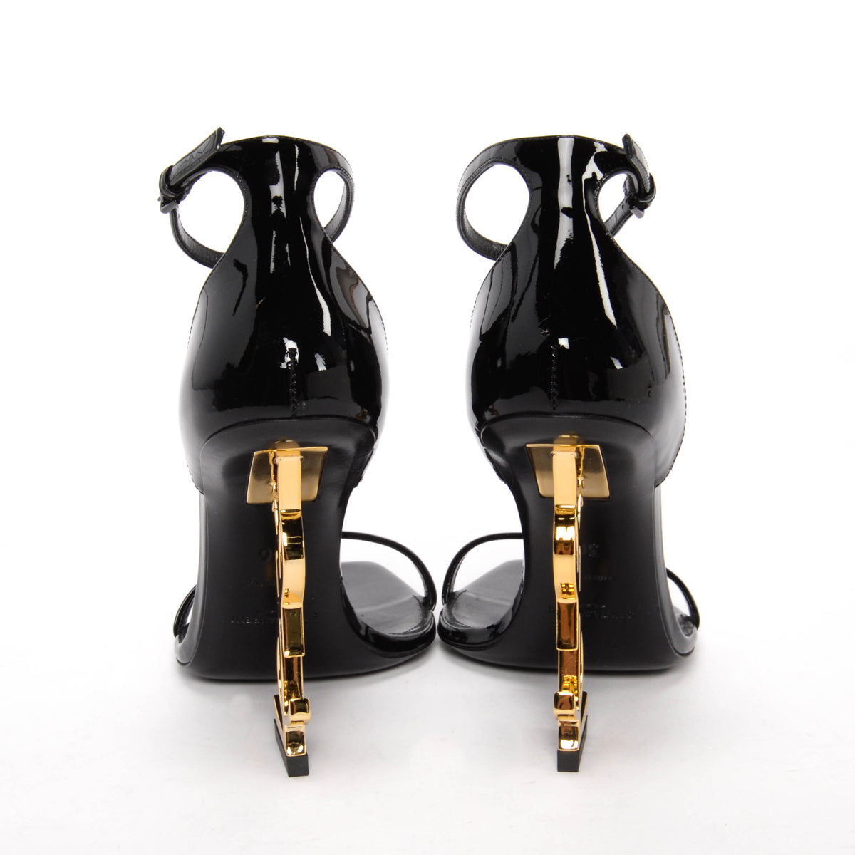 Saint Laurent Black Patent Opyum Sandals 36