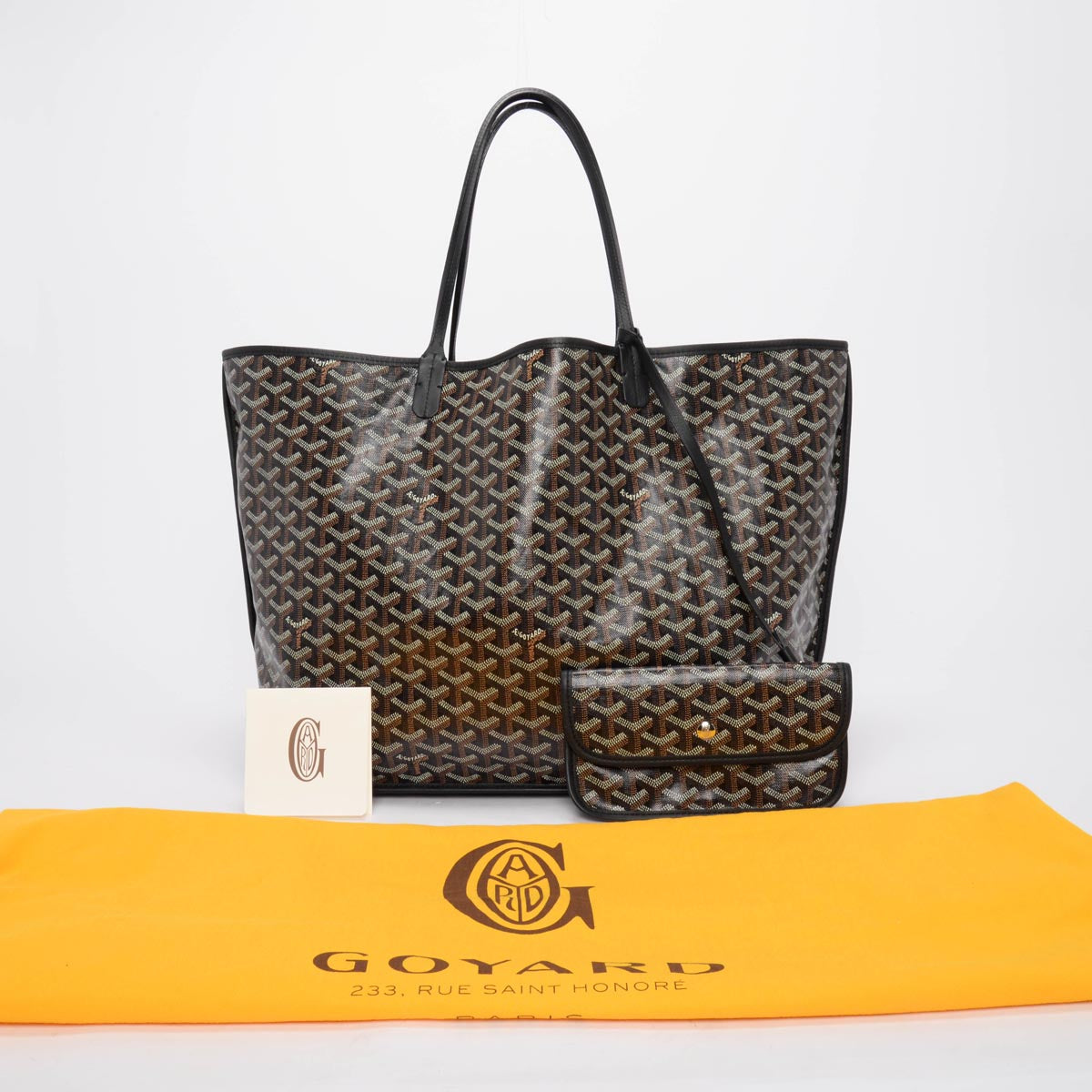 Goyard Black Leather & Goyardine Anjou GM