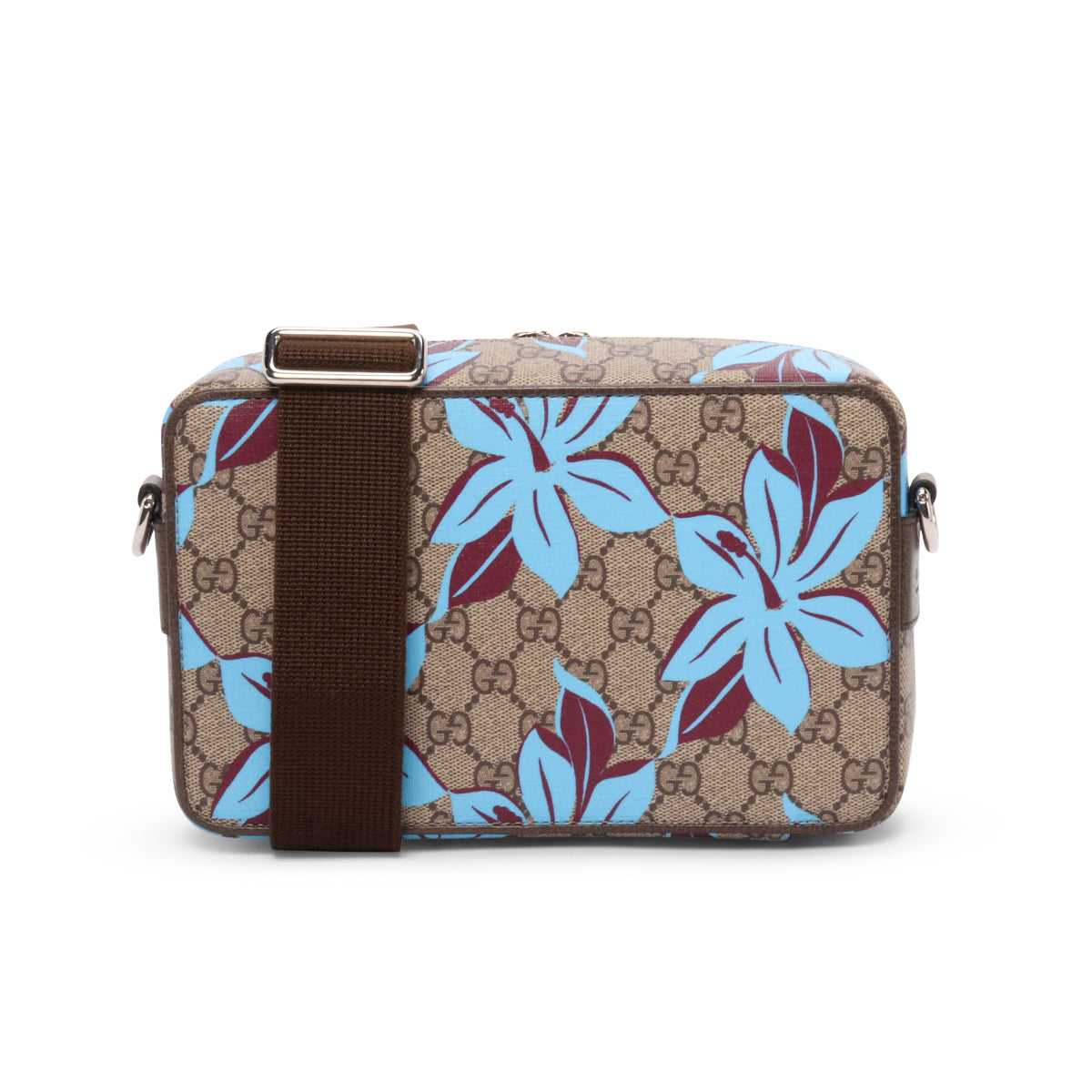Gucci Blue Floral GG Supreme Small Shoulder Bag
