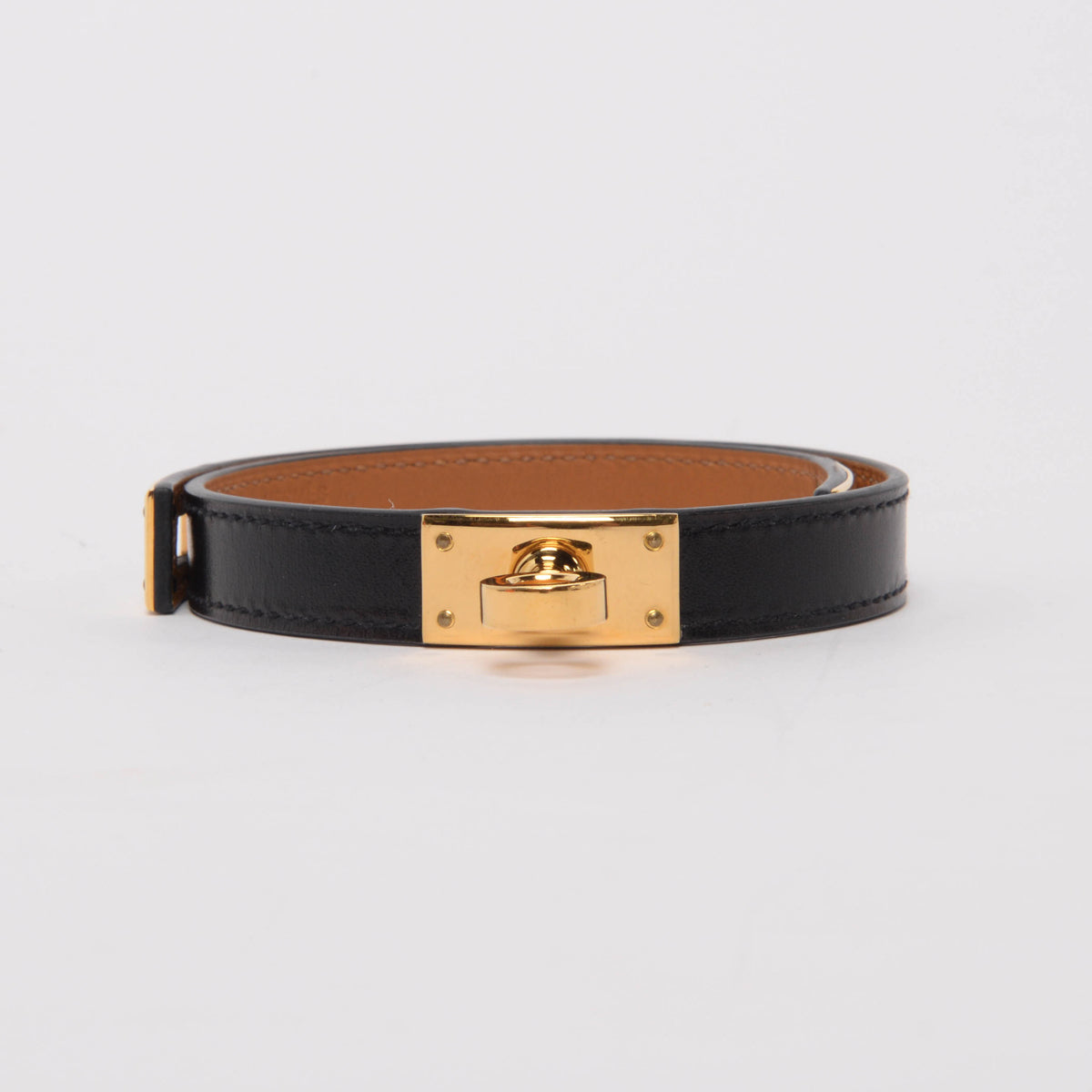 Hermes Black Box Calf Kelly Double Tour Bracelet