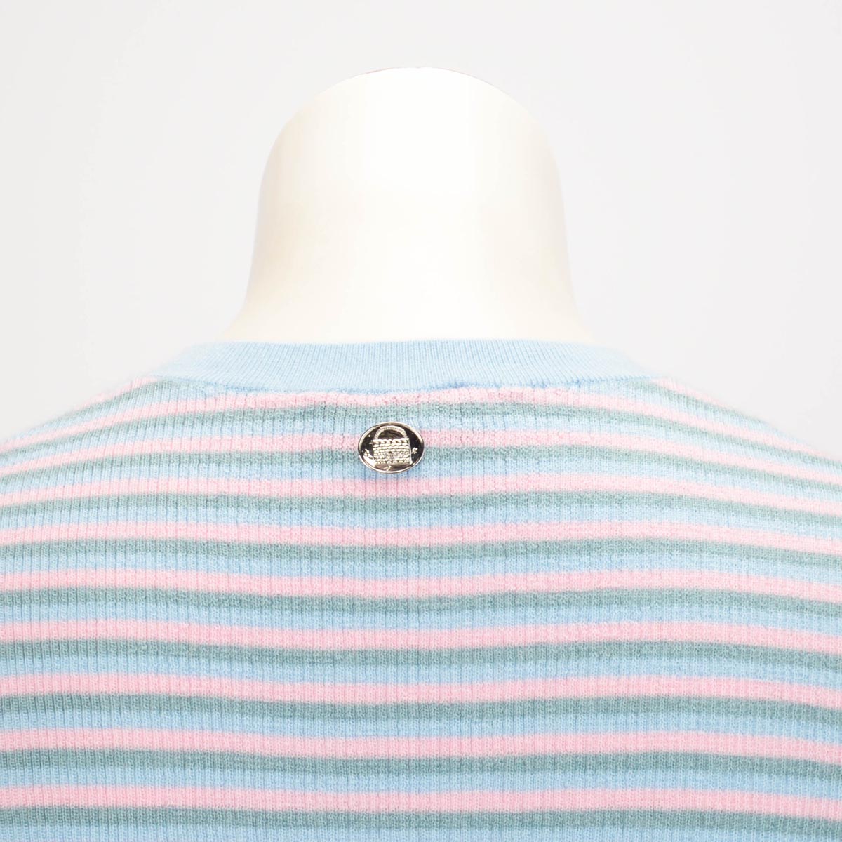 Chanel Blue Cashmere & Mohair Striped Short-Sleeved Top FR 38