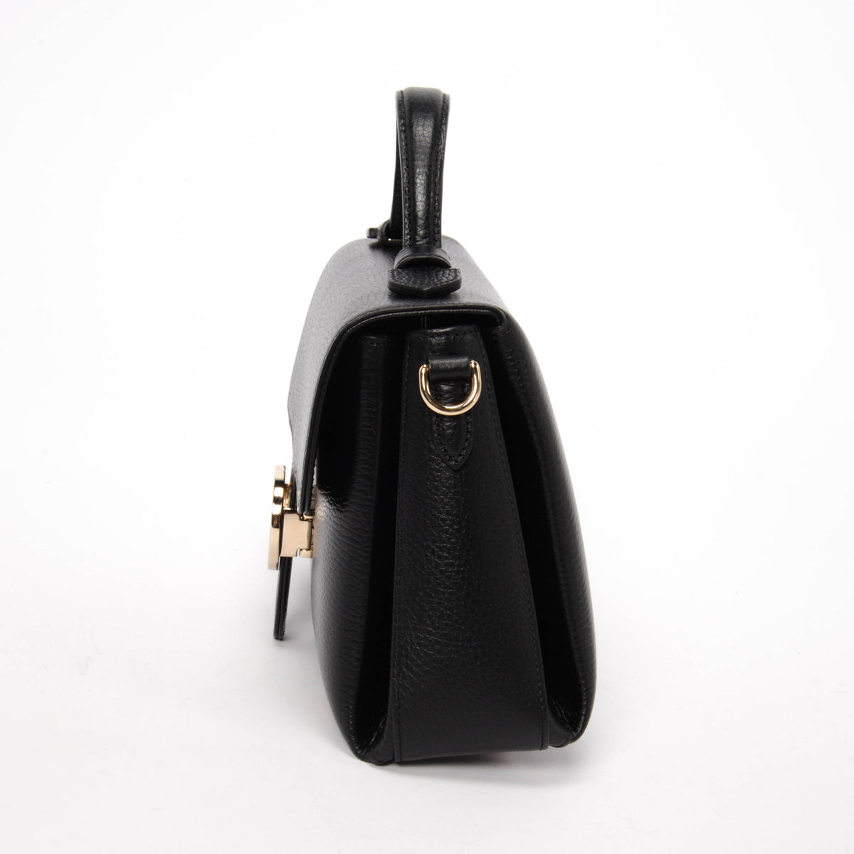 Gucci Black Dollar Calfskin Interlocking G Top Handle Bag