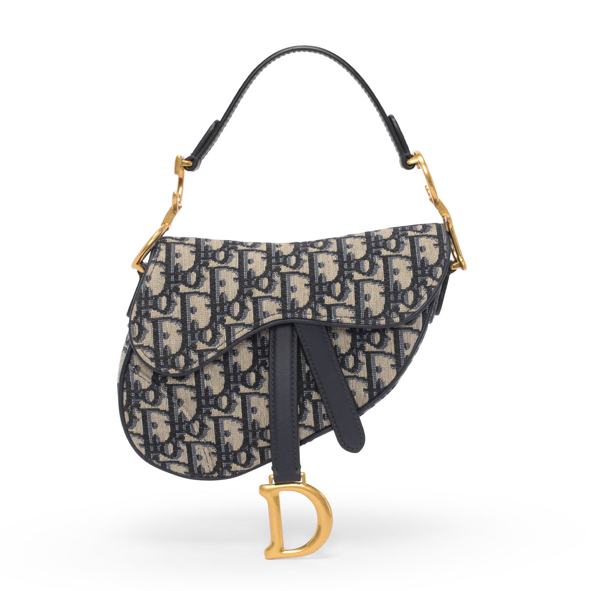 Dior Blue Oblique Canvas Mini Saddle Bag & Wide Strap