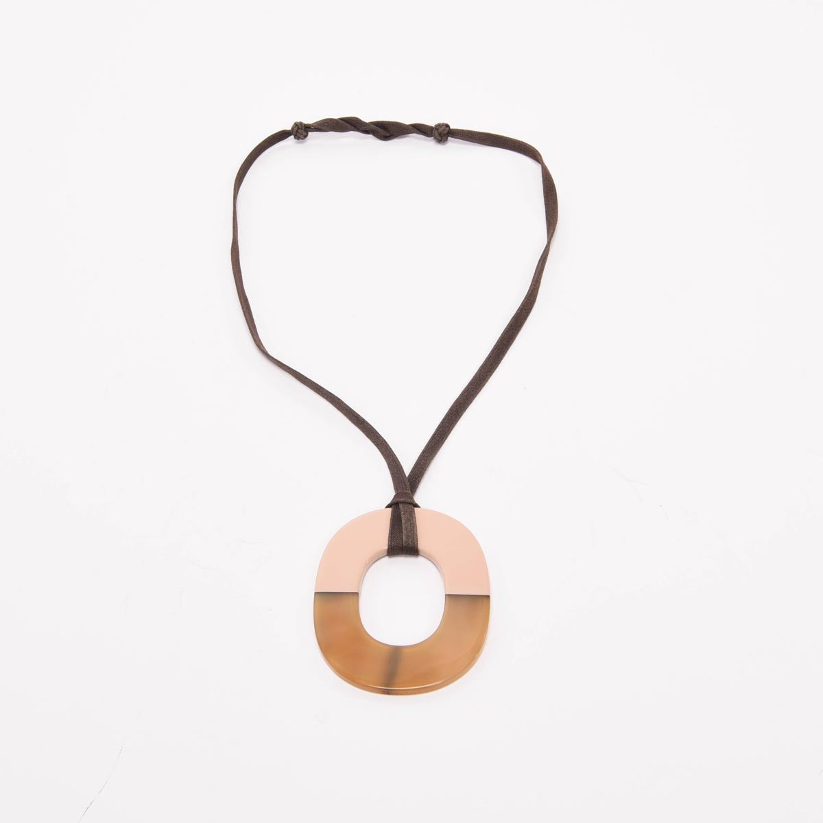 Hermes Khaki Lacquered Horn Isthme Pendant