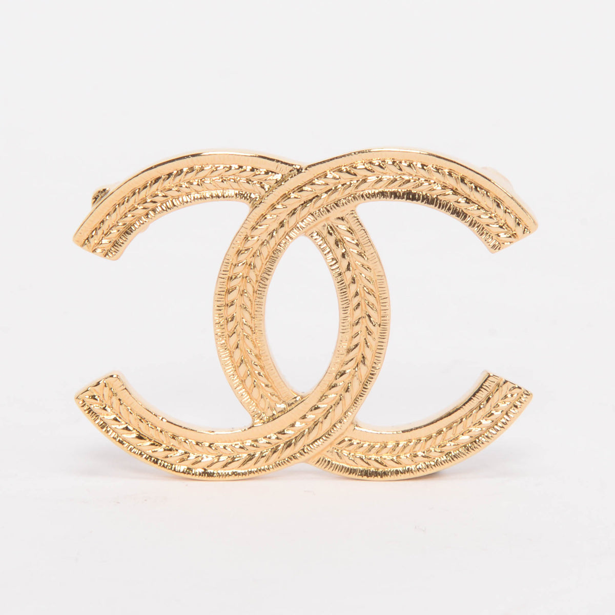 Chanel Gold Olive-Leaf Detail CC Brooch