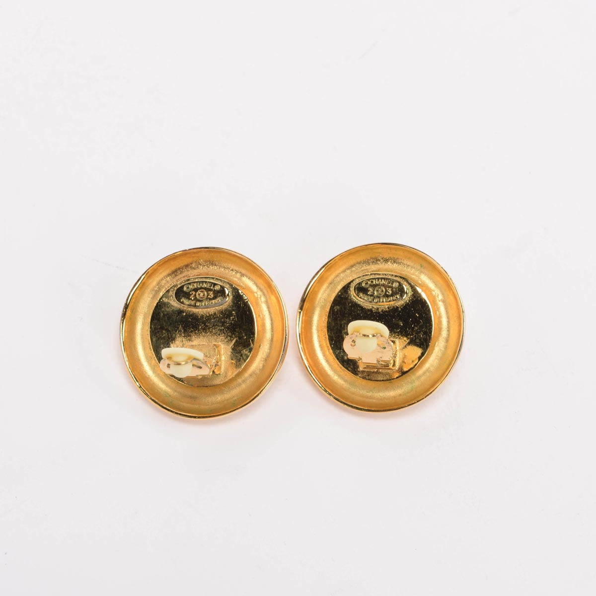 Chanel Vintage Gold & Pearl Large Round Clip Earrings