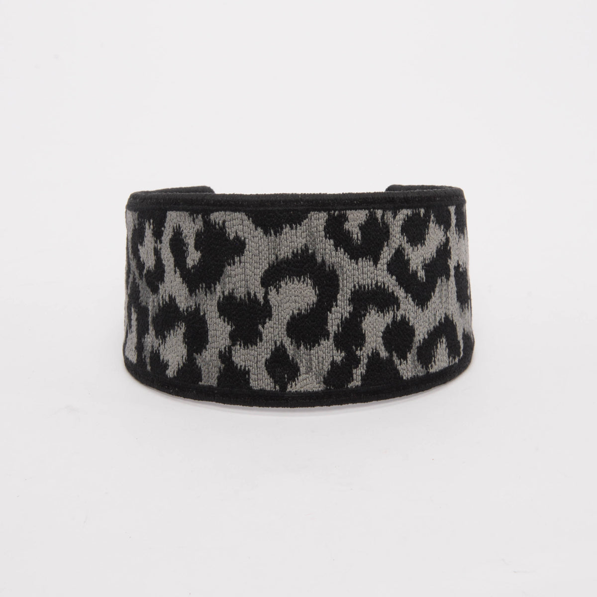 Dior Grey Embroidered Canvas Leopard Headband