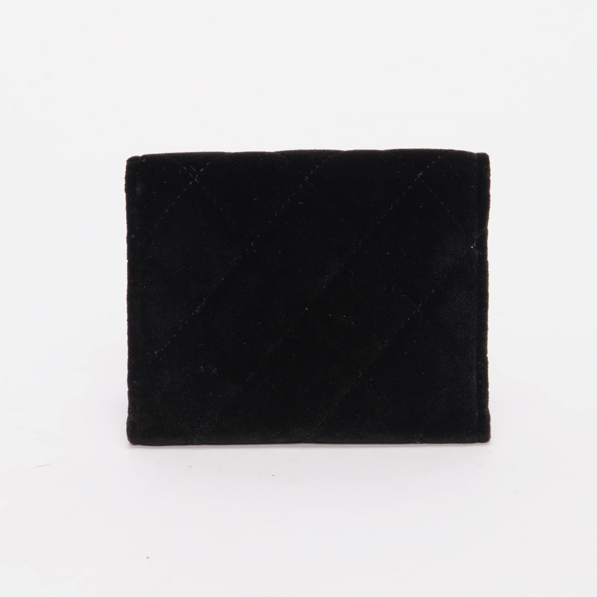 Chanel Black Quilted Velvet CC Flap Card Holder