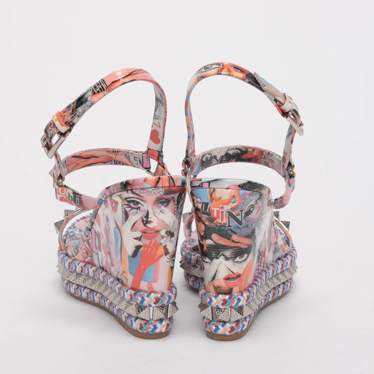 Christian Louboutin Multi Colour Patent Pyraclou Xtian Wedges 41