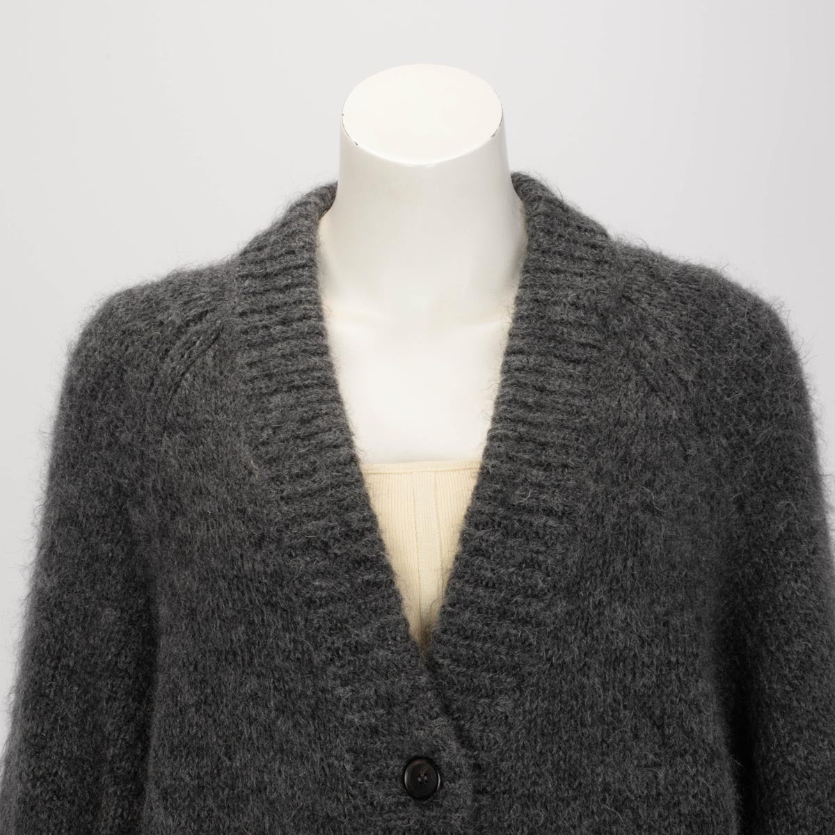 Prada Charcoal Mohair Blend Oversize Cardigan IT 38