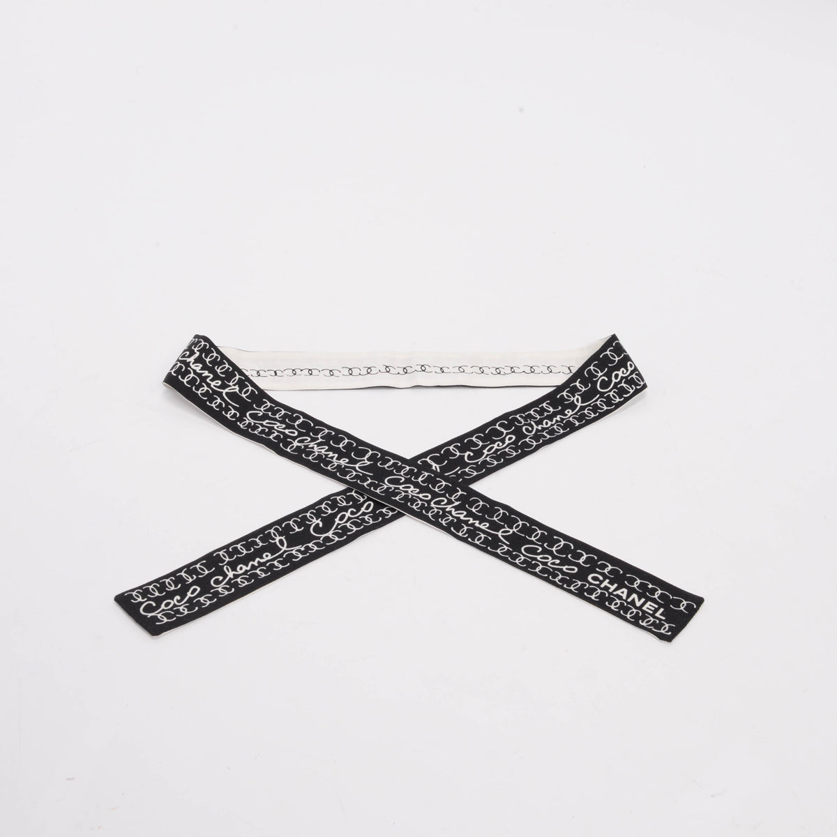 Chanel Black & White Silk CC Bandeau