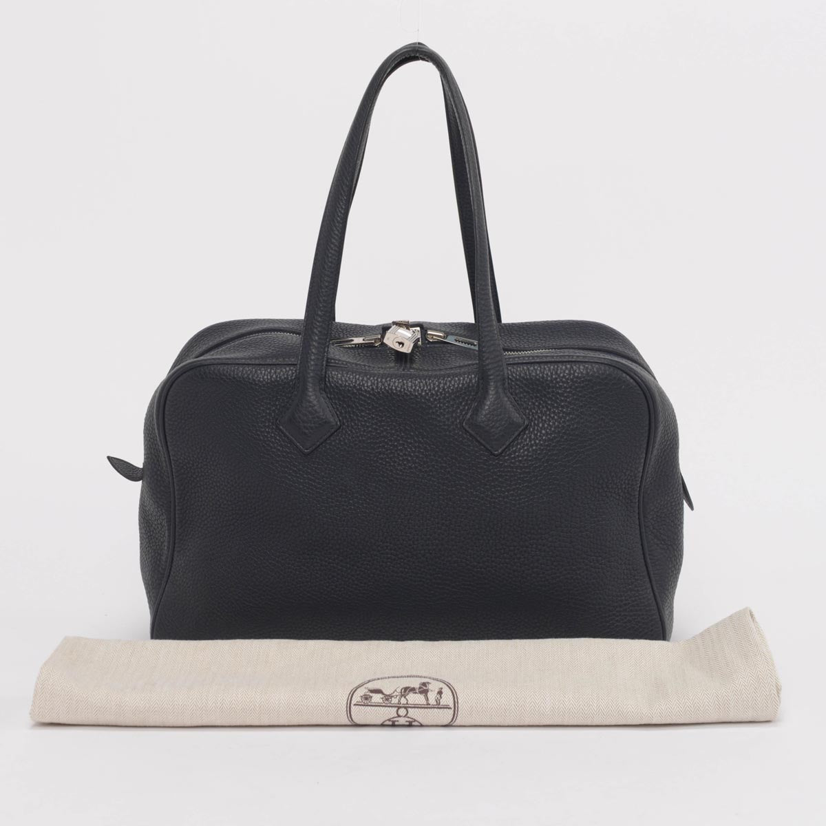 Hermes Dark Navy Clemence Leather Victoria II 35 Bag