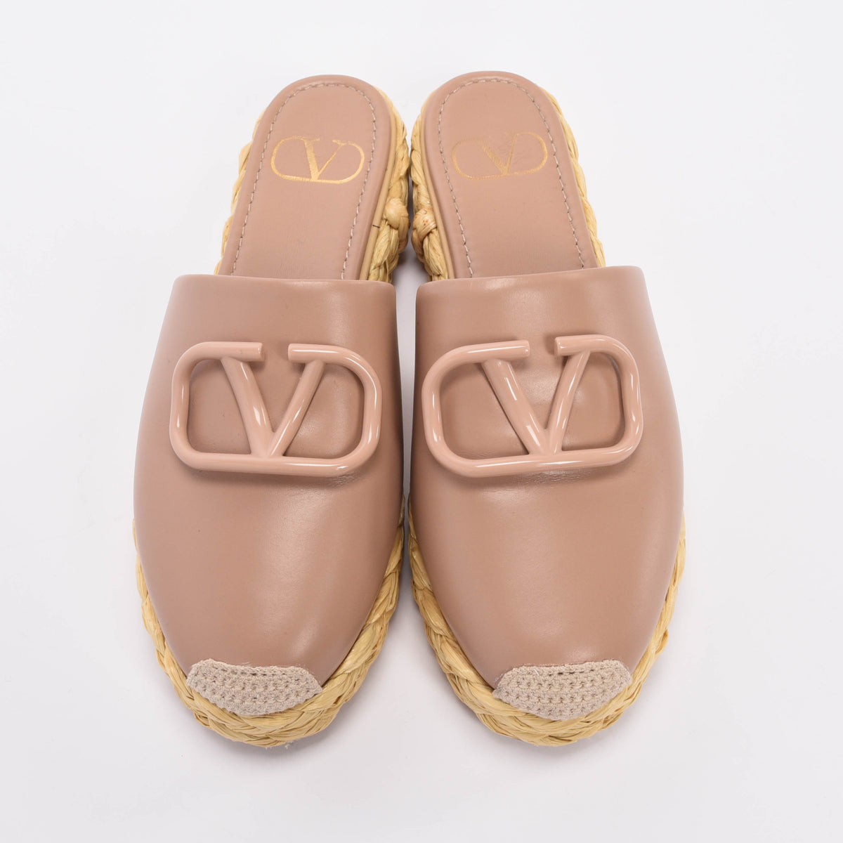 Valentino Poudre Calfskin VLogo Espadrilles 37