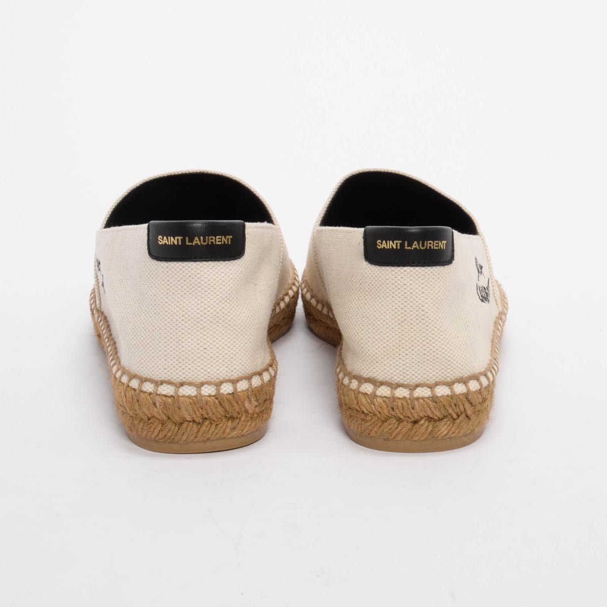 Saint Laurent Ecru Canvas Signature Logo Espadrilles 40