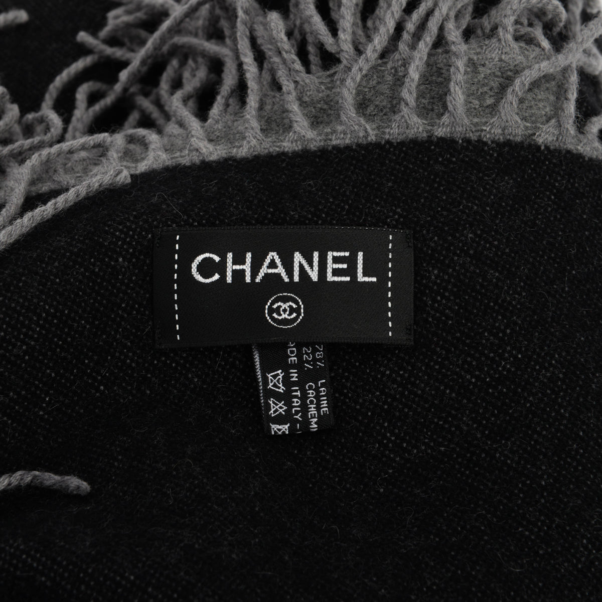 Chanel Black & Charcoal Wool Cashmere CC Throw