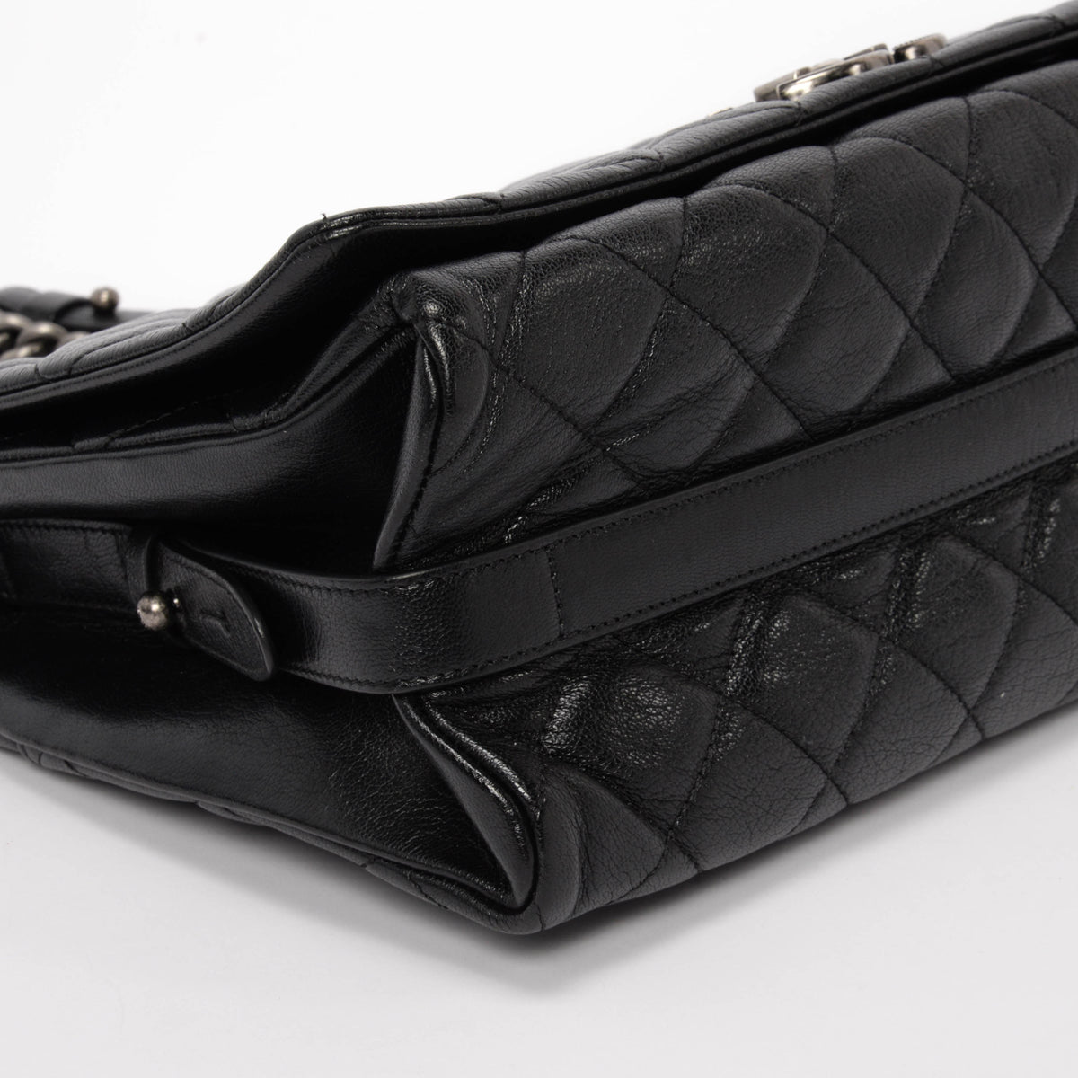 Chanel Black Quilted Goatskin Large City Rock Flap Bag