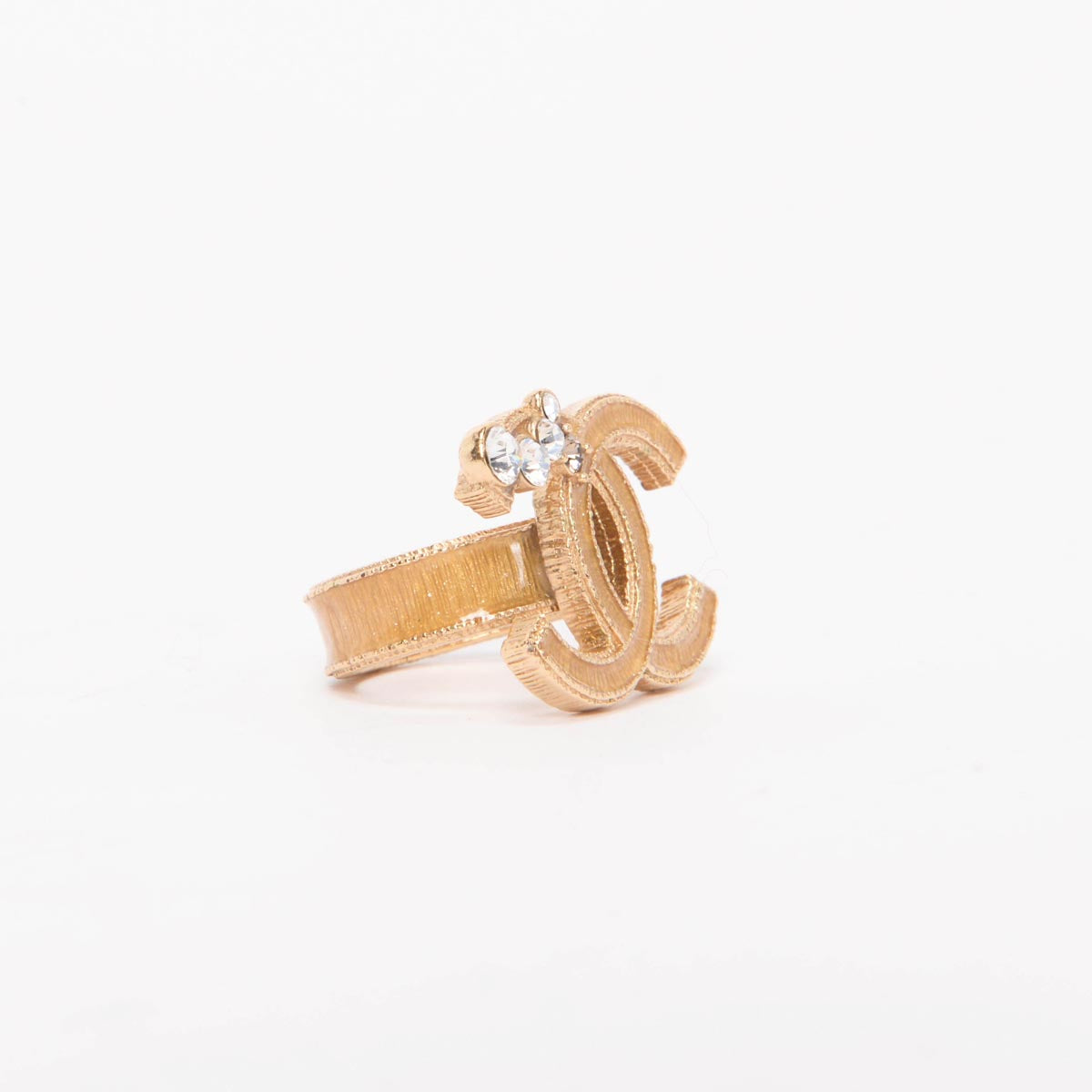 Chanel Light Gold Crystal CC Ring