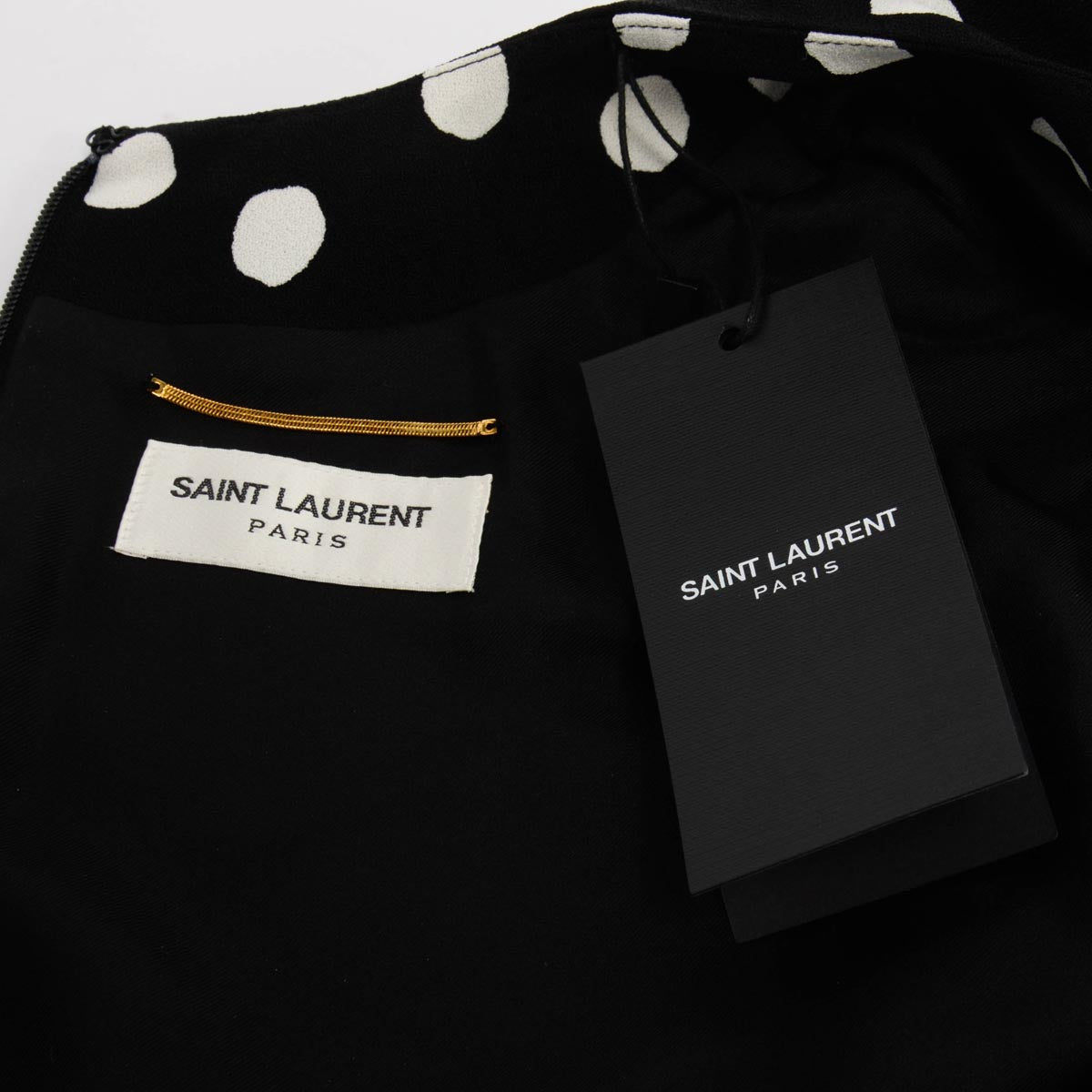 Saint Laurent Black Polka Dot Crepe Cutout Mini Dress IT 42