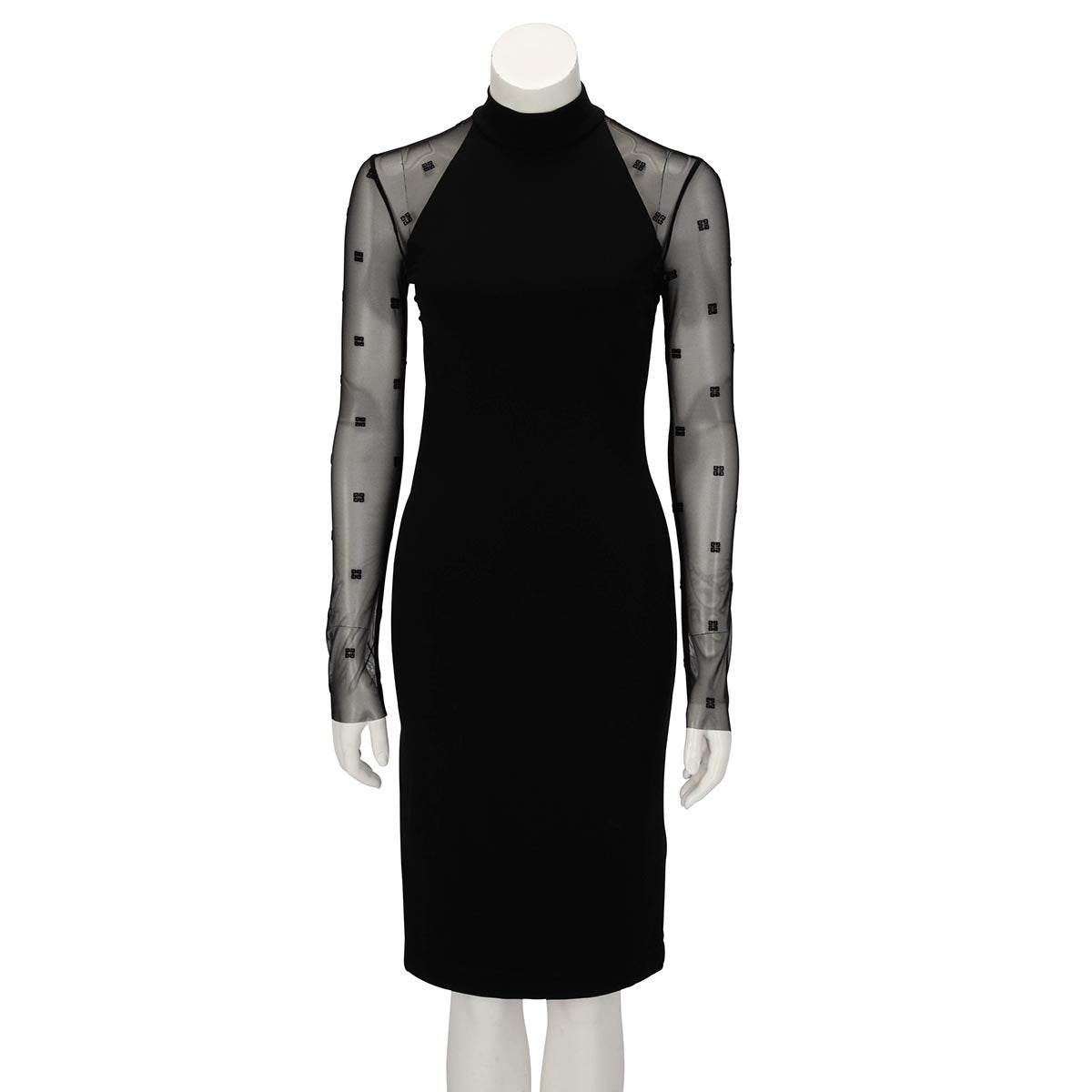 Givenchy Black Sheer Logo Longsleeve Dress FR 36