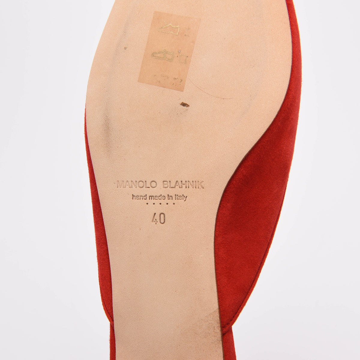 Manolo Blahnik Red Suede Maysale Buckle Mules 40