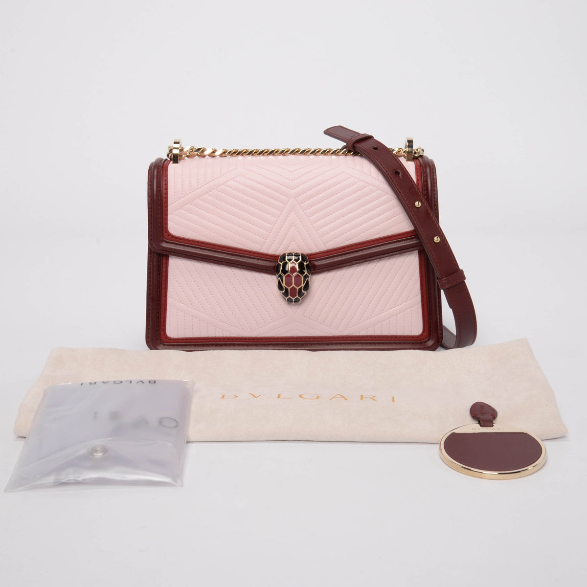 Bulgari Tri-Colour Nappa Diamond Blast Serpenti Forever Shoulder Bag