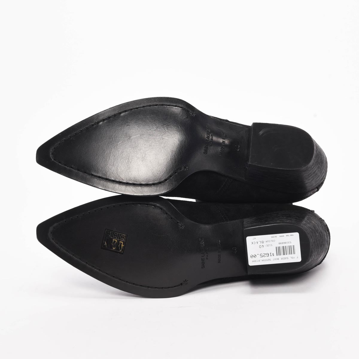 Saint Laurent Black Burnished Suede Lukas 40 Boots 40