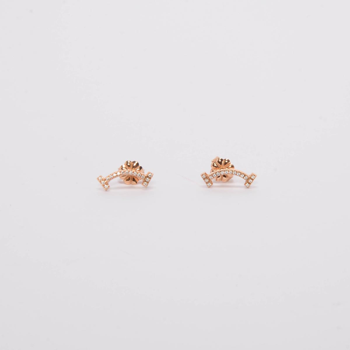 Tiffany & Co Rose Gold & Diamonds T Smile Earrings