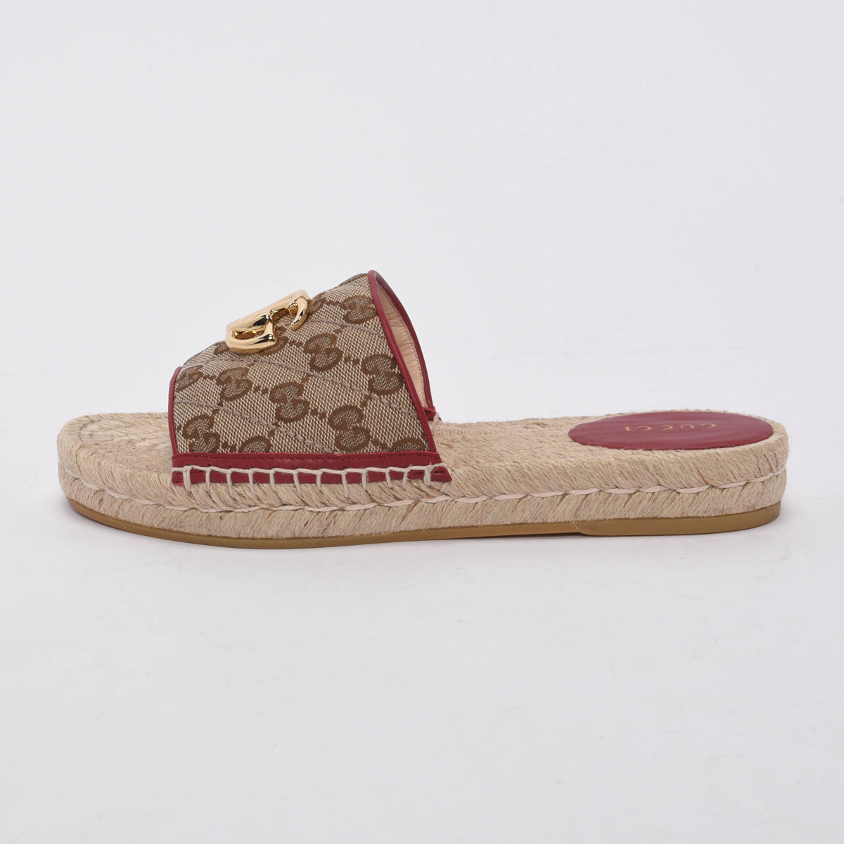Gucci Cherry Diagonal GG Marmont Espadrille Slides 37.5