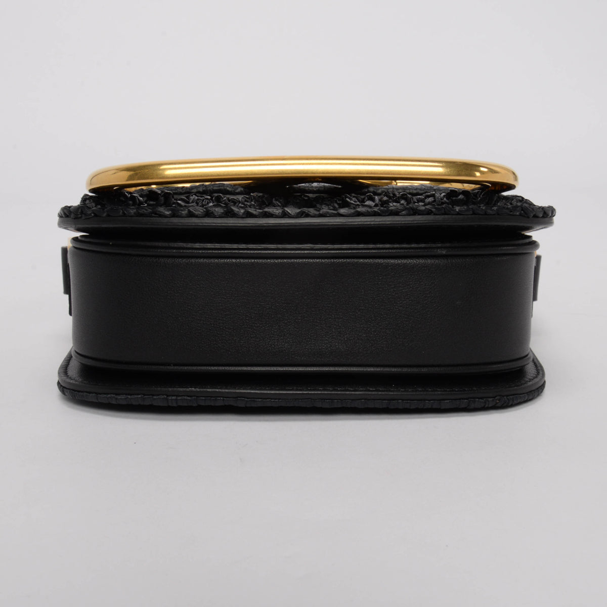 Valentino Black Raffia Small Braided Supervee Bag