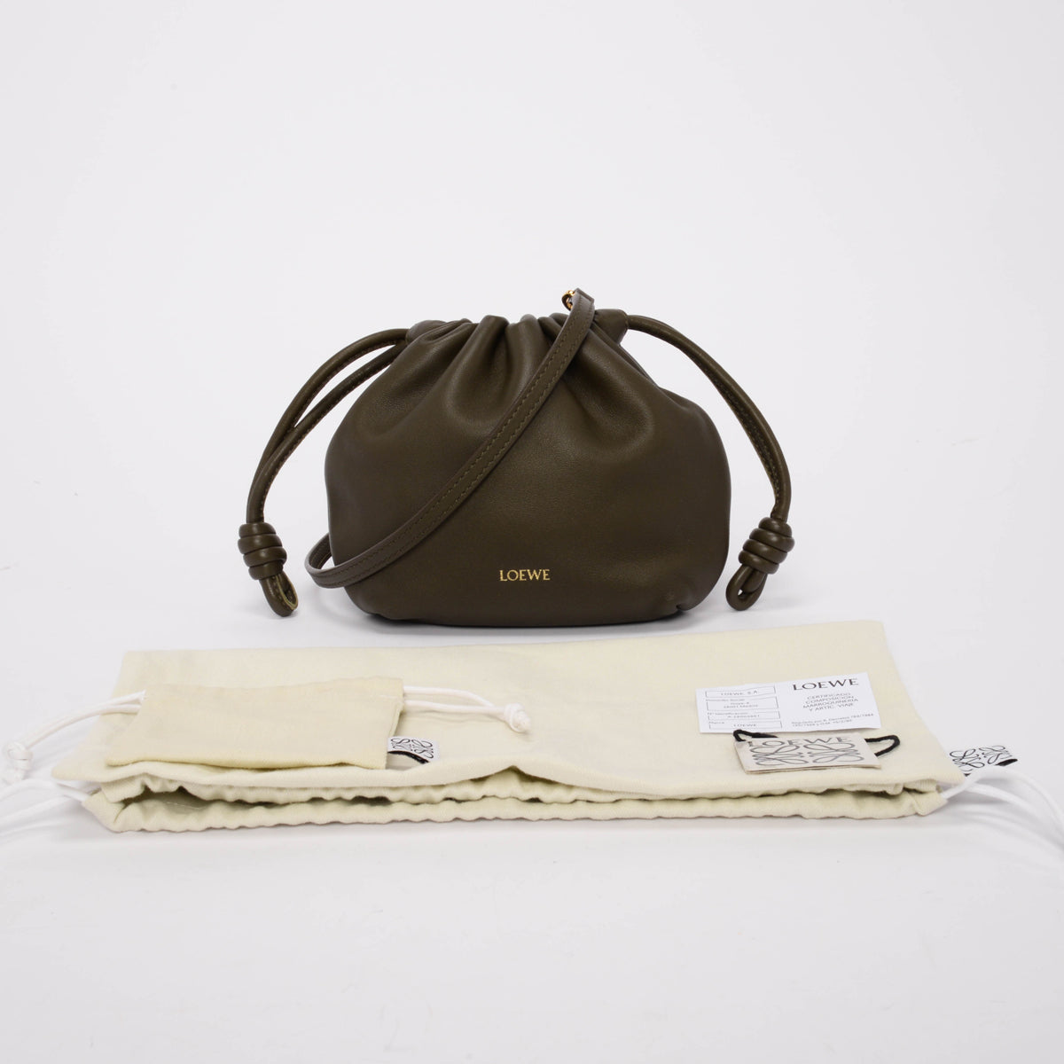 Loewe Khaki Lambskin Flamenco Purse