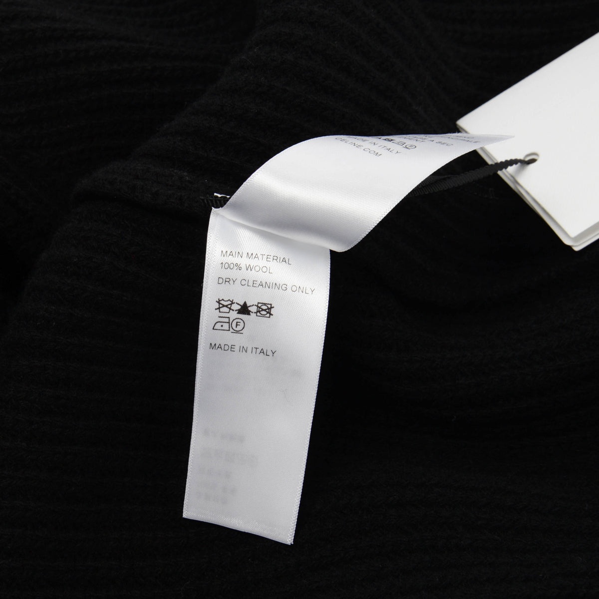 Celine Black Ribbed Wool Hooded Zip Jacket