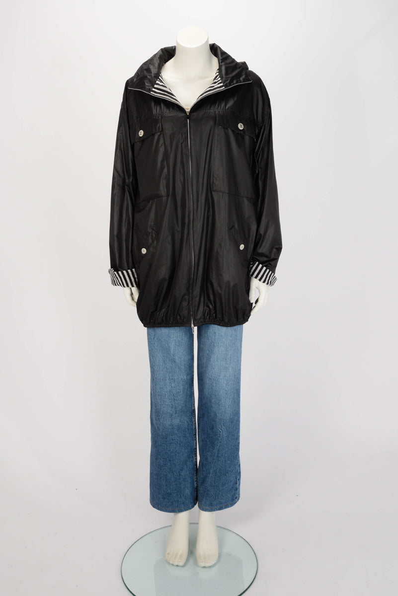 Chanel Black Nylon Coco Beach Shell Parka Jacket FR 36