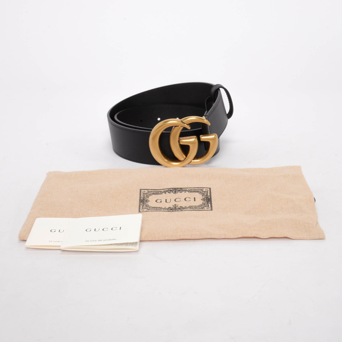 Gucci Black Calfskin Wide GG Marmont Belt