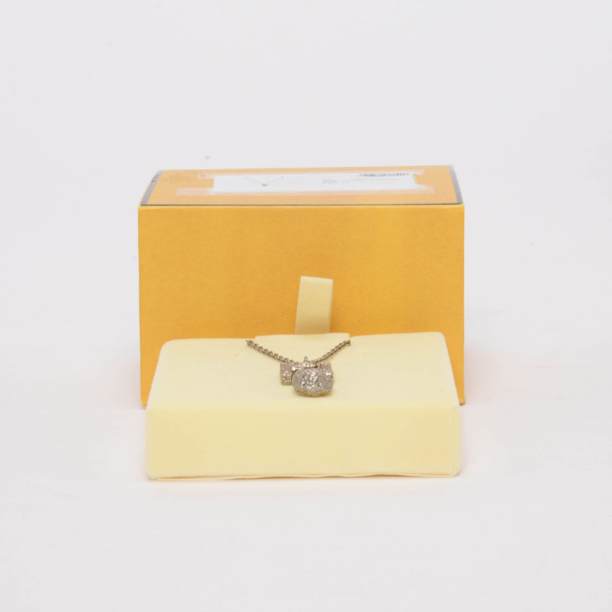 Fendi Silver Hammered Metal FF Drop Pendant Necklace