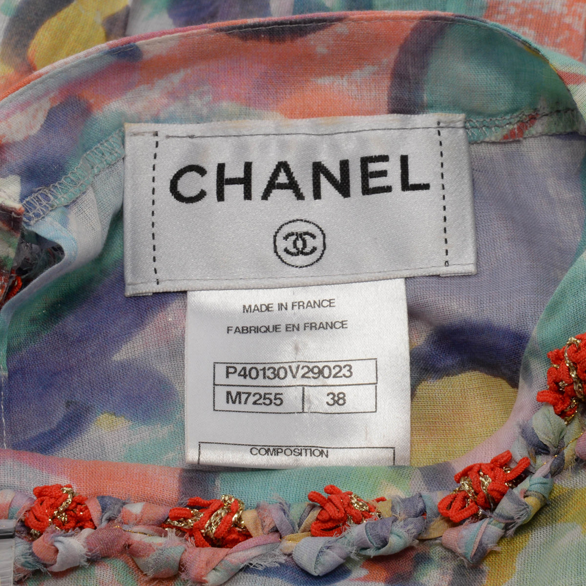 Chanel Multi-Colour Printed Cotton Gathered Mini Dress FR 38