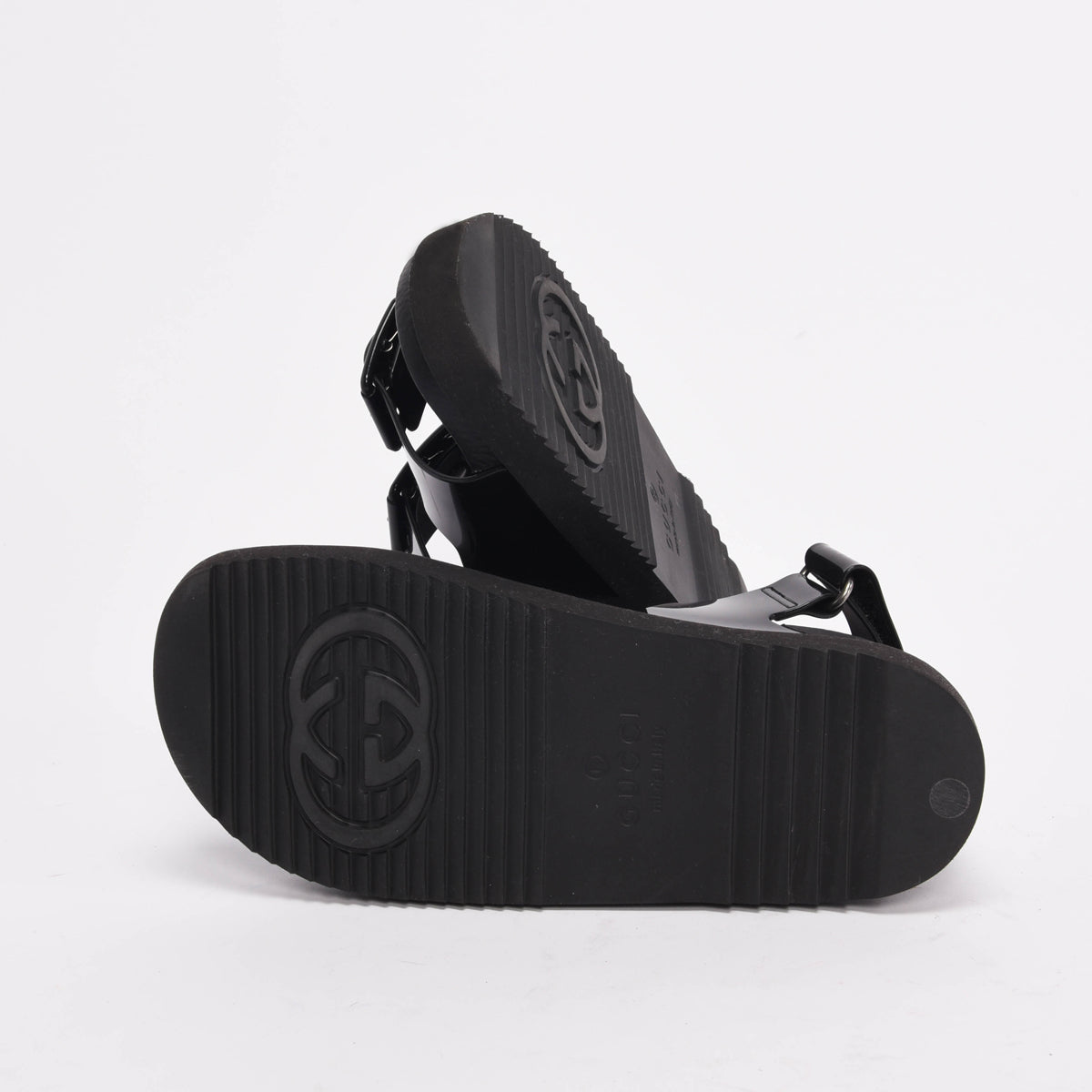 Gucci Black Rubber GG Isla Sandals 37