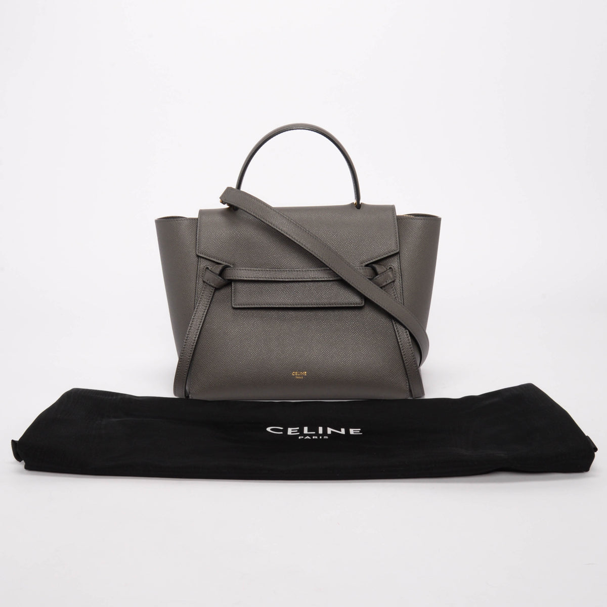 Celine Anthracite Grained Calfskin Micro Belt Bag