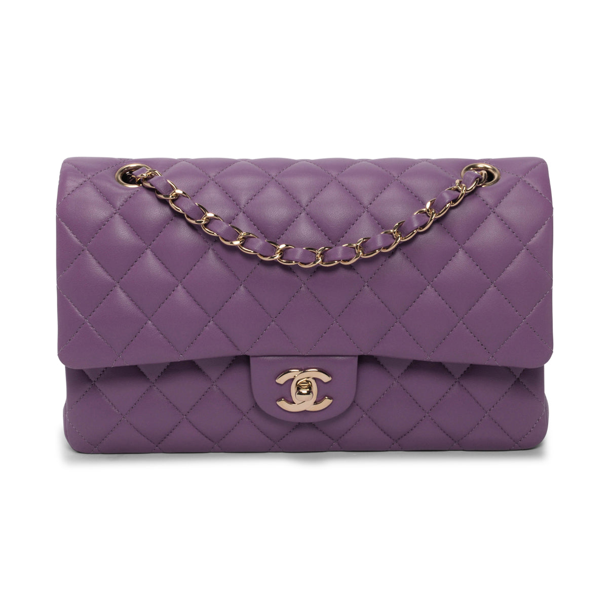 Chanel Purple Quilted Lambskin Medium Classic Flap Bag